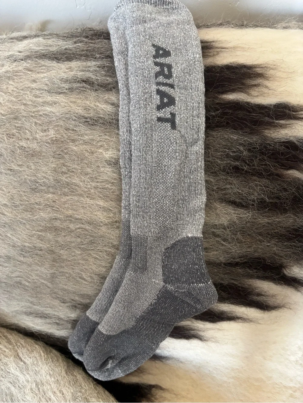 Ariat Men's Gray Performance Crew Socks - long xlarge tall boot socks